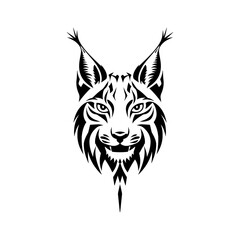 abstract tribal lynx or bobcat head tattoo design vector illustration isolated on white background
