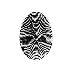 black human fingerprint identification mark isolated on white background vector illustration