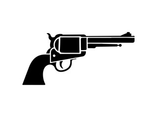 silhouette of a classic western revolver handgun weapon isolated on white background vector illustration