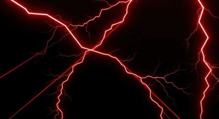Red Lightning Strikes Electric Thunder Storm Background