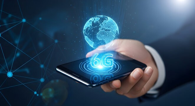 Global 6g Network Concept on Smartphone