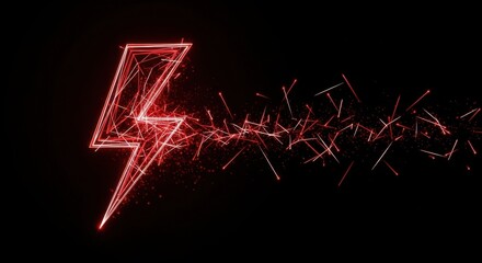Red Digital Lightning Bolt Energy Blast Technology Background