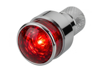Red motorcycle tail light isolated on transparent background for custom builds and repair