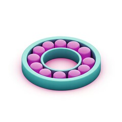 Vibrant 3D Rendering of a Teal and Pink Bearing.