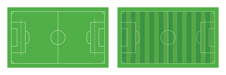 Football field and  Soccer pitch scheme in top, side, and perspective view – Realistic green grass vector illustration.