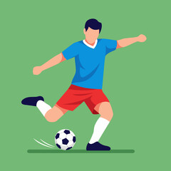 Soccer Kick Flat Illustration