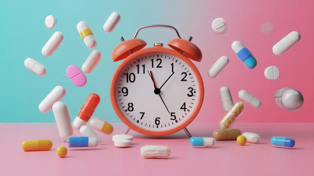 3d calendar marked date and time for reminder with pharmacy drug icon. Vaccination medical equipment, healthcare medicine. medical pharmacy medicament. 3d alarm clock icon vector render illustration 