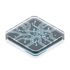 Isometric View of a Glowing Circuit Board Design.
