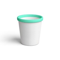 White Container with Green Rim for Food Storage.