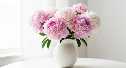 Naklejka premium Masterclass floral styling: pink peonies, elegant simplicity