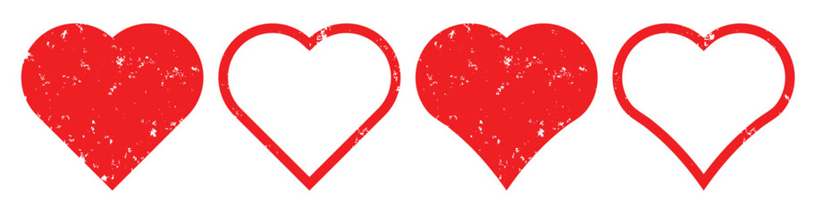 Red brush-painted heart frame banner – Valentine’s Day concept vector illustration.