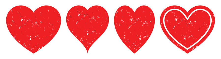 Grunge red heart shape – Vintage brush-style love element vector.