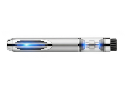 Futuristic sonic toothbrush isolated on transparent background for dental hygiene and oral care