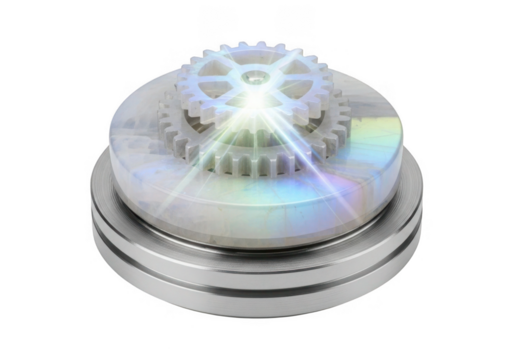 Gears mechanism abstract with rainbow light effect isolated on transparent background for technology concepts