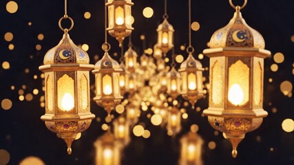 Elegant Golden Lanterns Islamic Celebration Background