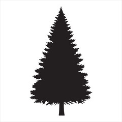 Pine Tree Silhouette Vector - Minimal Forest Design, Nature Outline, Outdoor Landscape Icon