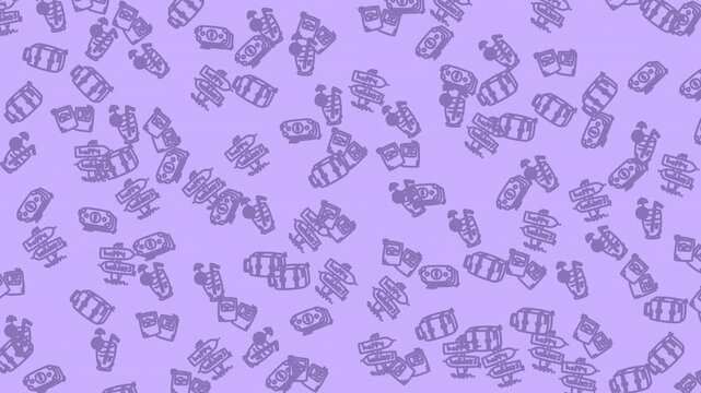 Pattern of binoculars and camping stoves on a light purple background. Suitable for camping and outdoor adventure concepts.