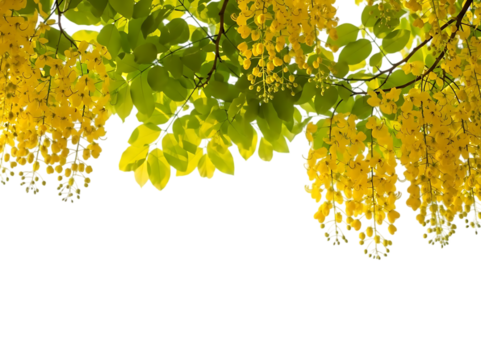 Golden yellow flowers cascading down against a dark background