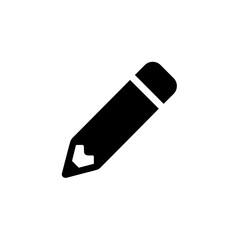 Simple Black Silhouette Pencil Tool Icon for Writing or Drawing