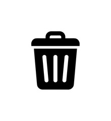 Simple Bold Style Trash Can Solid Black Silhouette Icon