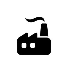 Obraz premium Minimalist Simple Factory Building with Chimney and Smoke Pollution Icon Design