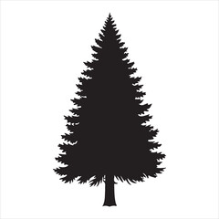 Pine Tree Silhouette Vector - Minimal Forest Design, Nature Outline, Outdoor Landscape Icon