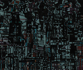 Abstract town pattern in graffiti style. Color illustration for your design