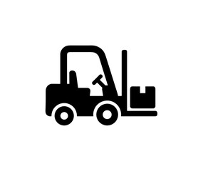 Minimalist Black Silhouette Forklift Truck Equipment Cargo Logistics Transportation Icon