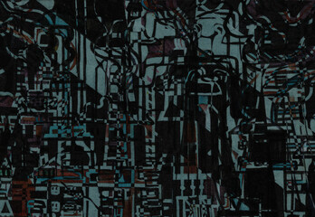 Abstract town pattern in graffiti style. Color illustration for your design