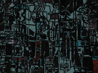 Abstract town pattern in graffiti style. Color illustration for your design