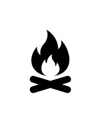 Simple Black Silhouette Bonfire Graphic Element for Campfire Illustration