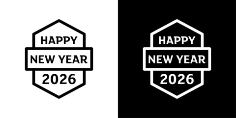 Obraz premium Minimal New Year label icon with a clean festive outline, ideal for holiday tags, celebration promotions, winter sales, and modern ecommerce UI design.