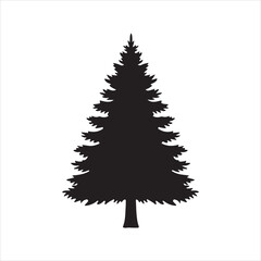 Pine Tree Silhouette Vector - Minimal Forest Design, Nature Outline, Outdoor Landscape Icon