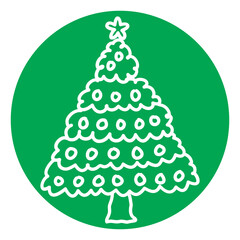 Christmas Tree Illustration on Green Circle