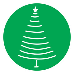 Christmas Tree Illustration on Green Circle