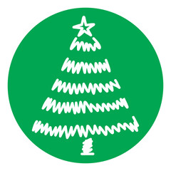 Christmas Tree Illustration on Green Circle