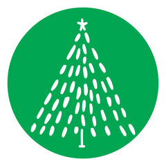 Christmas Tree Illustration on Green Circle