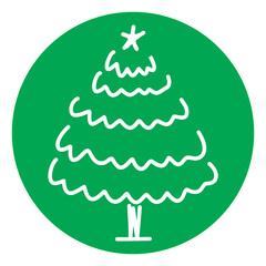 Christmas Tree Illustration on Green Circle