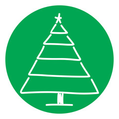 Christmas Tree Illustration on Green Circle