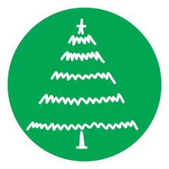 Christmas Tree Illustration on Green Circle