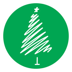 Christmas Tree Illustration on Green Circle