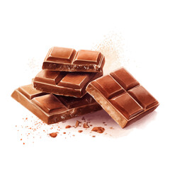 Chocolate, watercolor painting vector, isolated on a white background.
