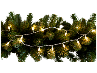 Christmas tree branches with warm white string lights christmas tree, evergreen, pine needles, branches, string lights, fairy lights, warm white, illumination, festive, holiday, decoration, winter, ce