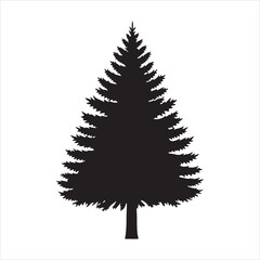 Pine Tree Silhouette Vector - Minimal Forest Design, Nature Outline, Outdoor Landscape Icon