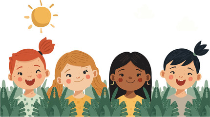  illustration template banner of children days featuring a group of dazzled children on a sunny day with png Transparent 