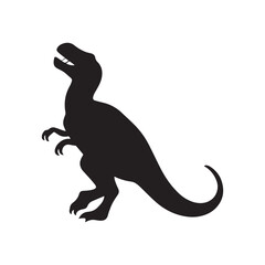 T-Rex Dinosaur Silhouette – Roaring Prehistoric Creature in Upright Action Pose Vector