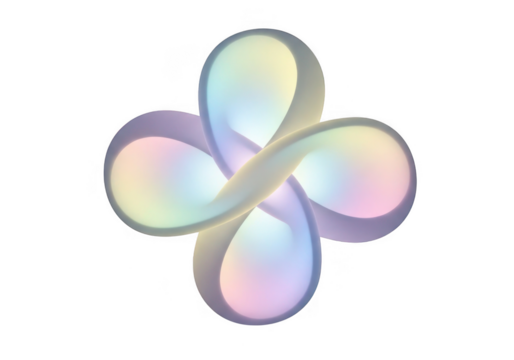 Abstract iridescent shape isolated on transparent background for design and art