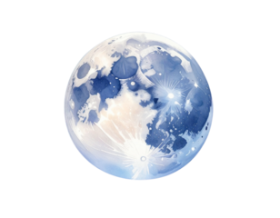 Watercolor moon and stars 