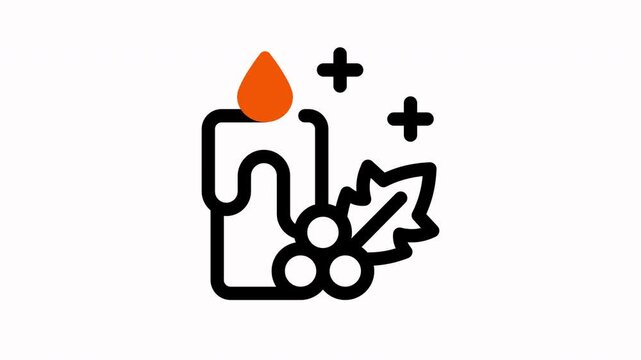 Festive Candle Icon Animation for Holiday Greetings.