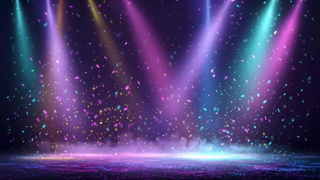 Colorful pink and blue neon projectors effects on stage.Glowing spotlights laser.showing and present design